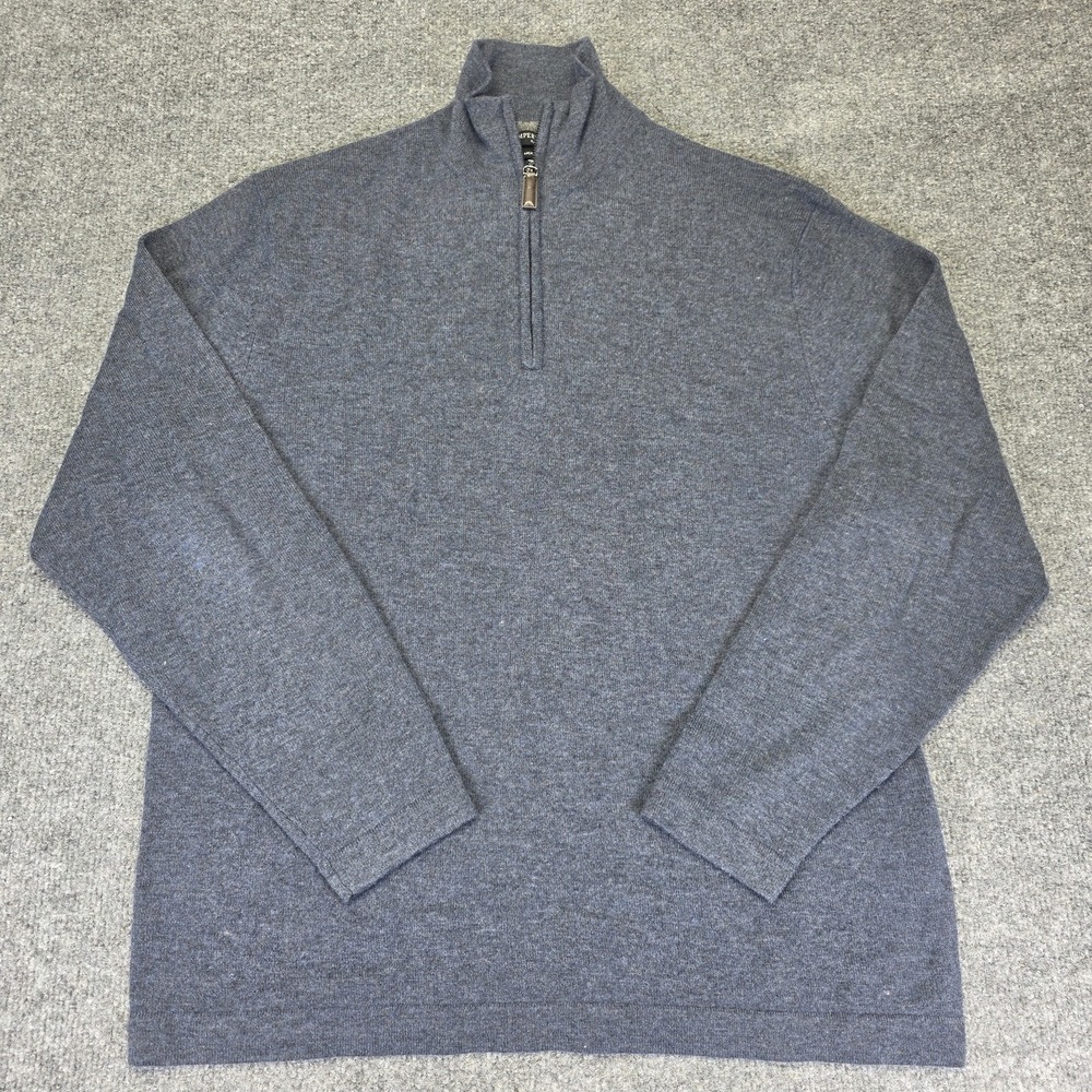 Impermeable Platinum Men's Merino Wool & Cashmere 1/4 Zip Sweater Gray L Luxury
